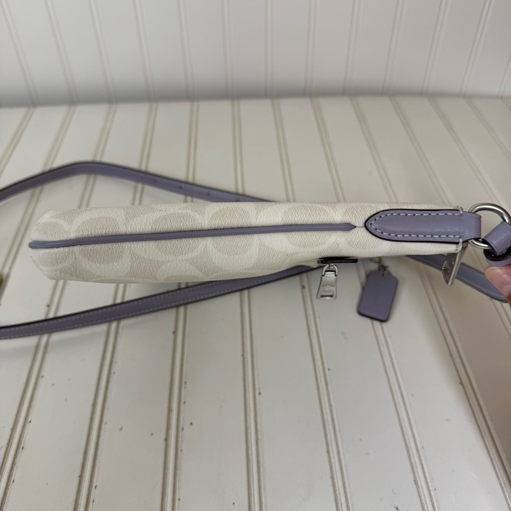 Coach CF340 Crossbody Bag Signature Mini rowan File‎ Mist Purple Silver Hardware - Picture 6 of 15